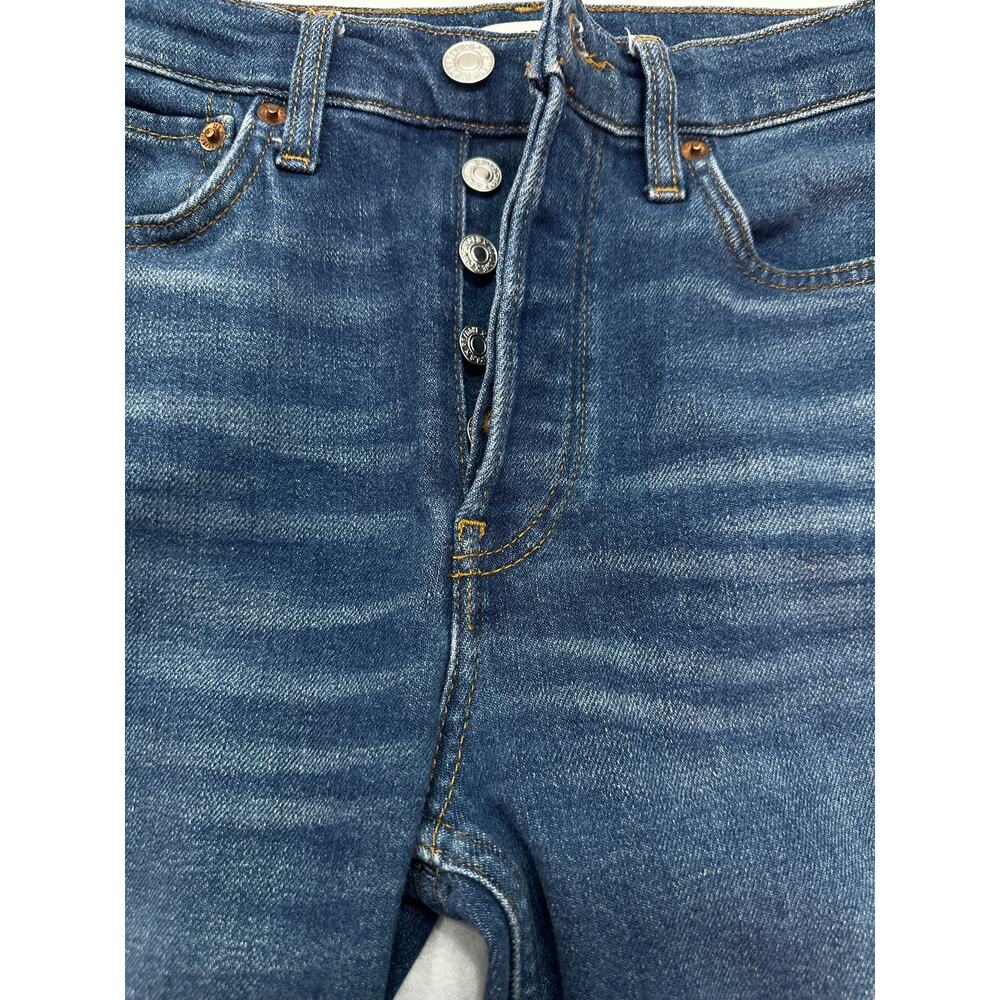 RE/DONE 90s High Rise Ankle Crop Jeans Medium Wash Interior Pocket Size 25 - Picture 4 of 13